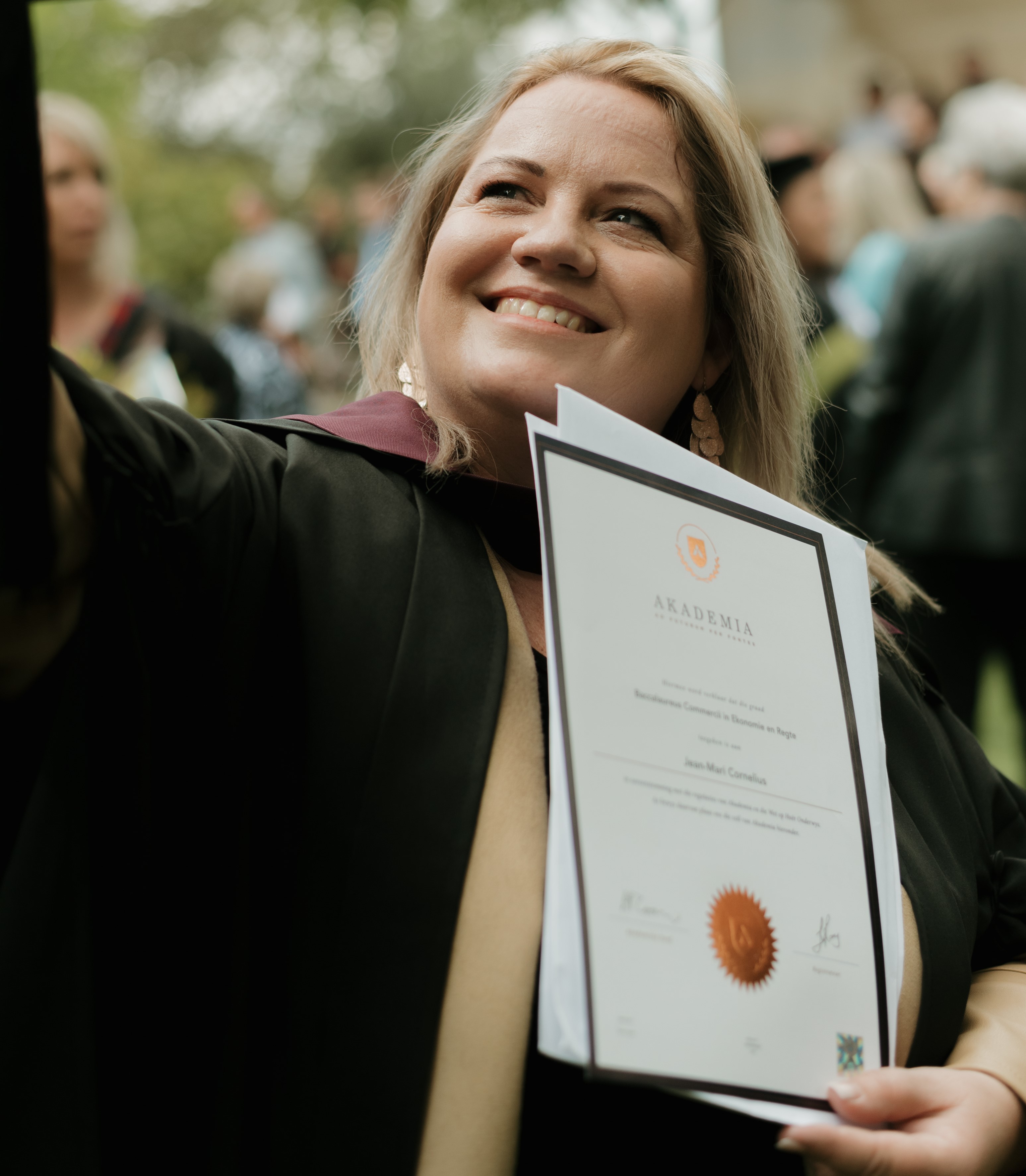 Jean-Marí Cornelius has finally completed her degree in B Com Economics and Law. Pic Supplied by Akademia