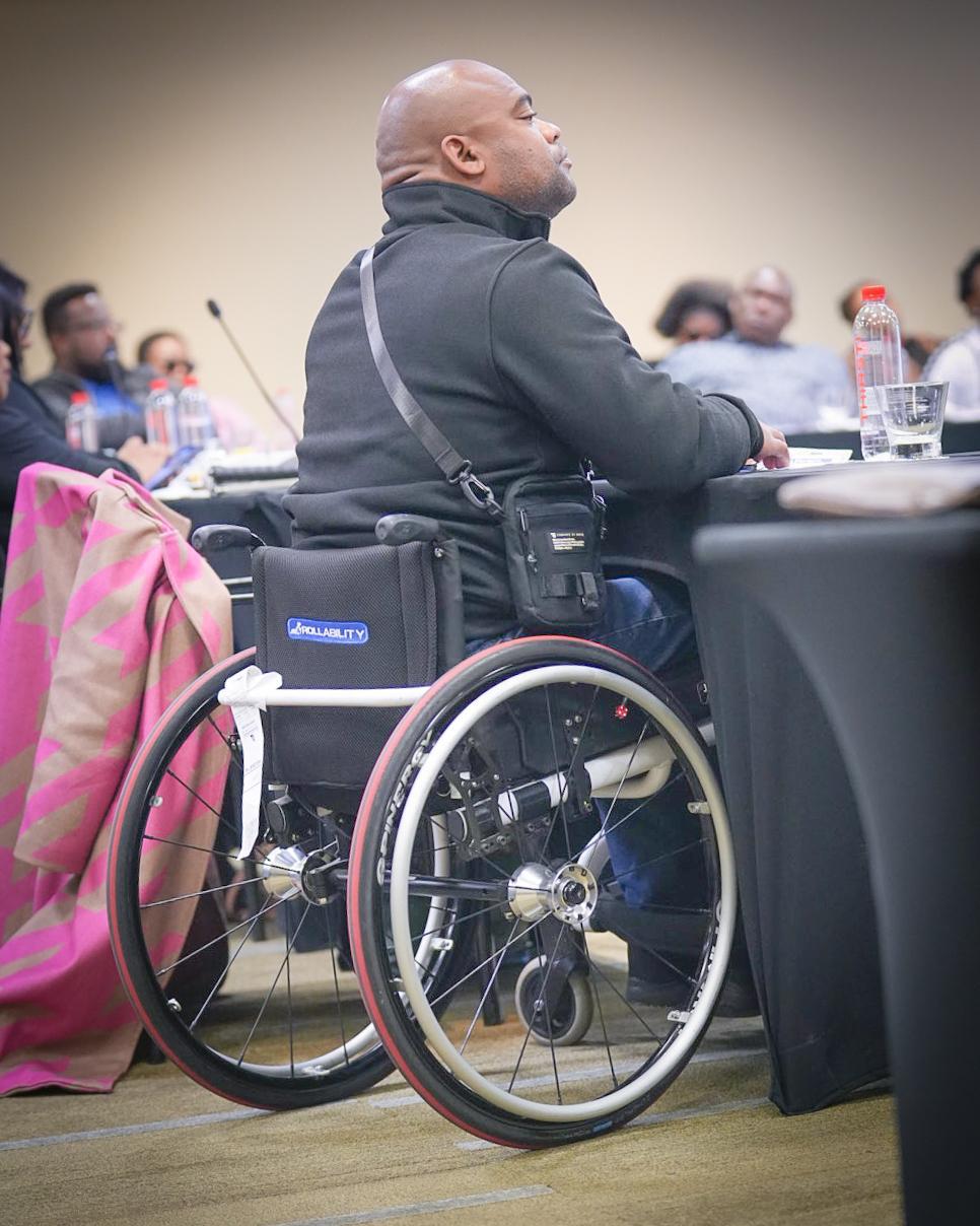 A man attends the IEC Disability Sector Briefing ahead of the 2026 local government elections. Picture: IEC